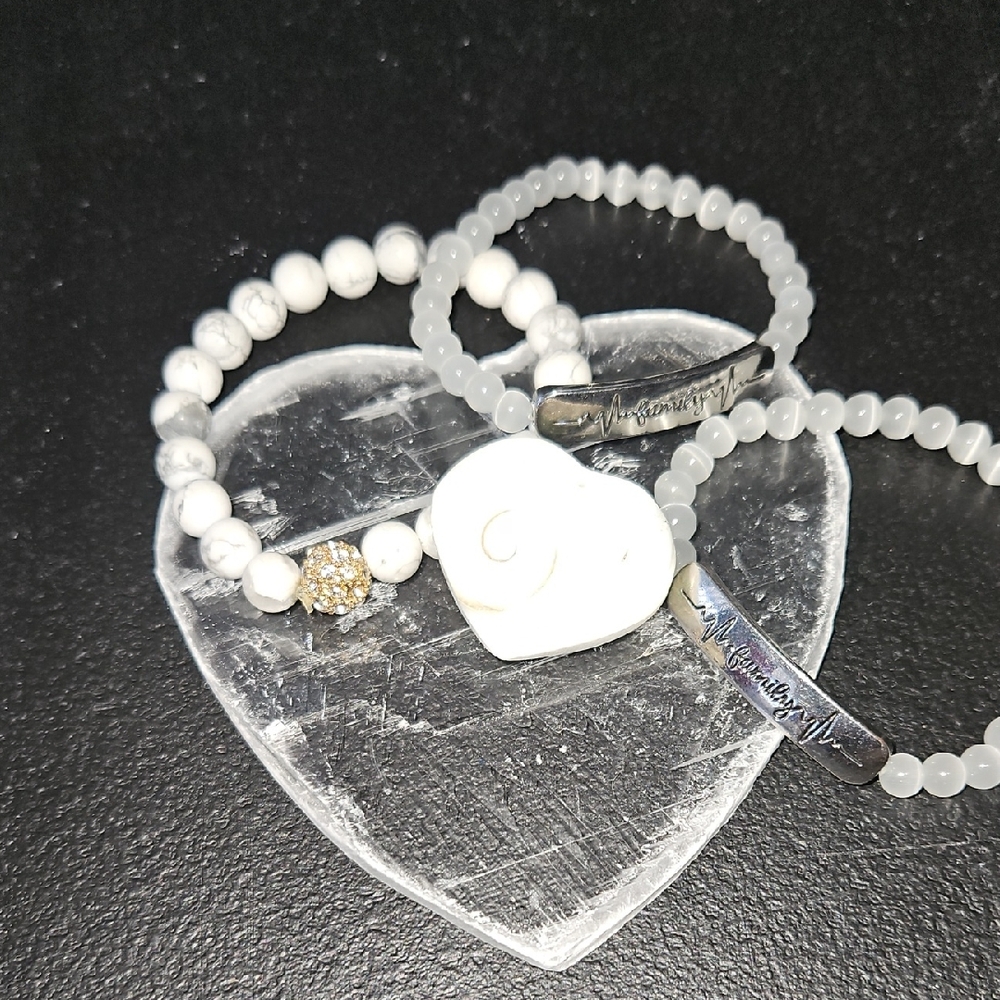 Elegant White Beaded Bracelet Set